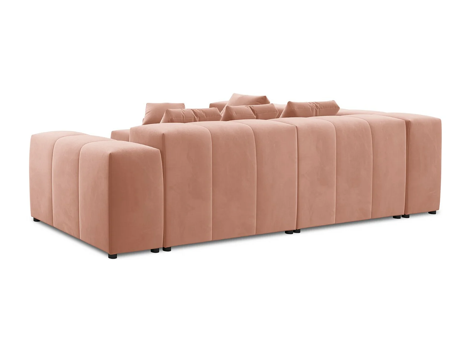 Cosmopolitan Design - Sofá de canto modular simétrico "Rome" 7 lugares em veludo rosa - 320x320x75cm
