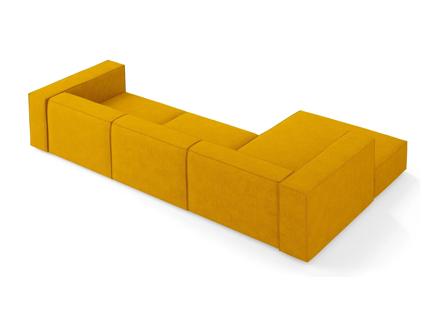 Cosmopolitan Design - Canapé d'angle gauche "Arendal" 4 places en chenille avec un effet côtelé moutarde - 284x166x70cm