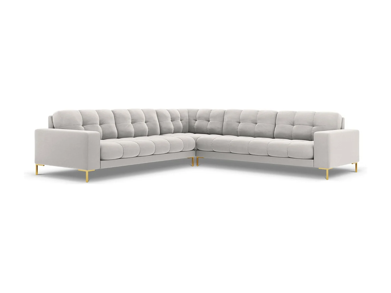 Cosmopolitan Design - Symmetrische hoekbank "Bali" 6 zitplaatsen, Flueel, Geld - 256x256x75cm