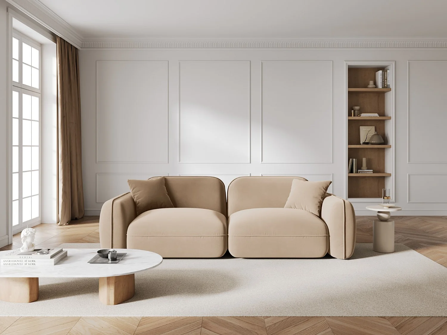 CXL by Christian Lacroix - Sofa modułowa, "Lucien" 3 miejsca welur, piasek - 230x90x70cm