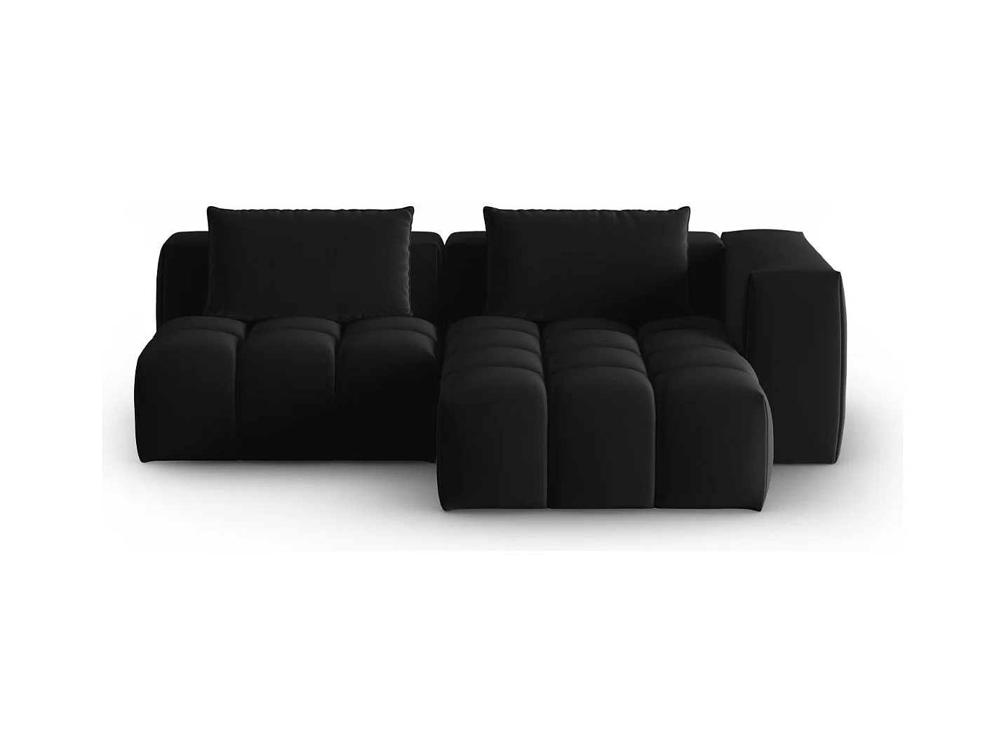 CXL by Christian Lacroix - Canapé d'angle droit modulable "Lorella" 3 places en velours noir - 205x145x70cm