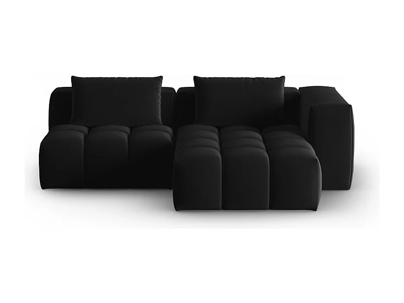 CXL by Christian Lacroix - Canapé d'angle droit modulable "Lorella" 3 places en velours noir - 205x145x70cm