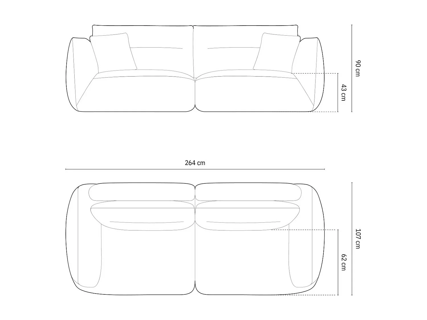 CXL by Christian Lacroix - 4-Sitzer modulares Sofa "Maurie" aus Samt königsblau - 264x107x90cm