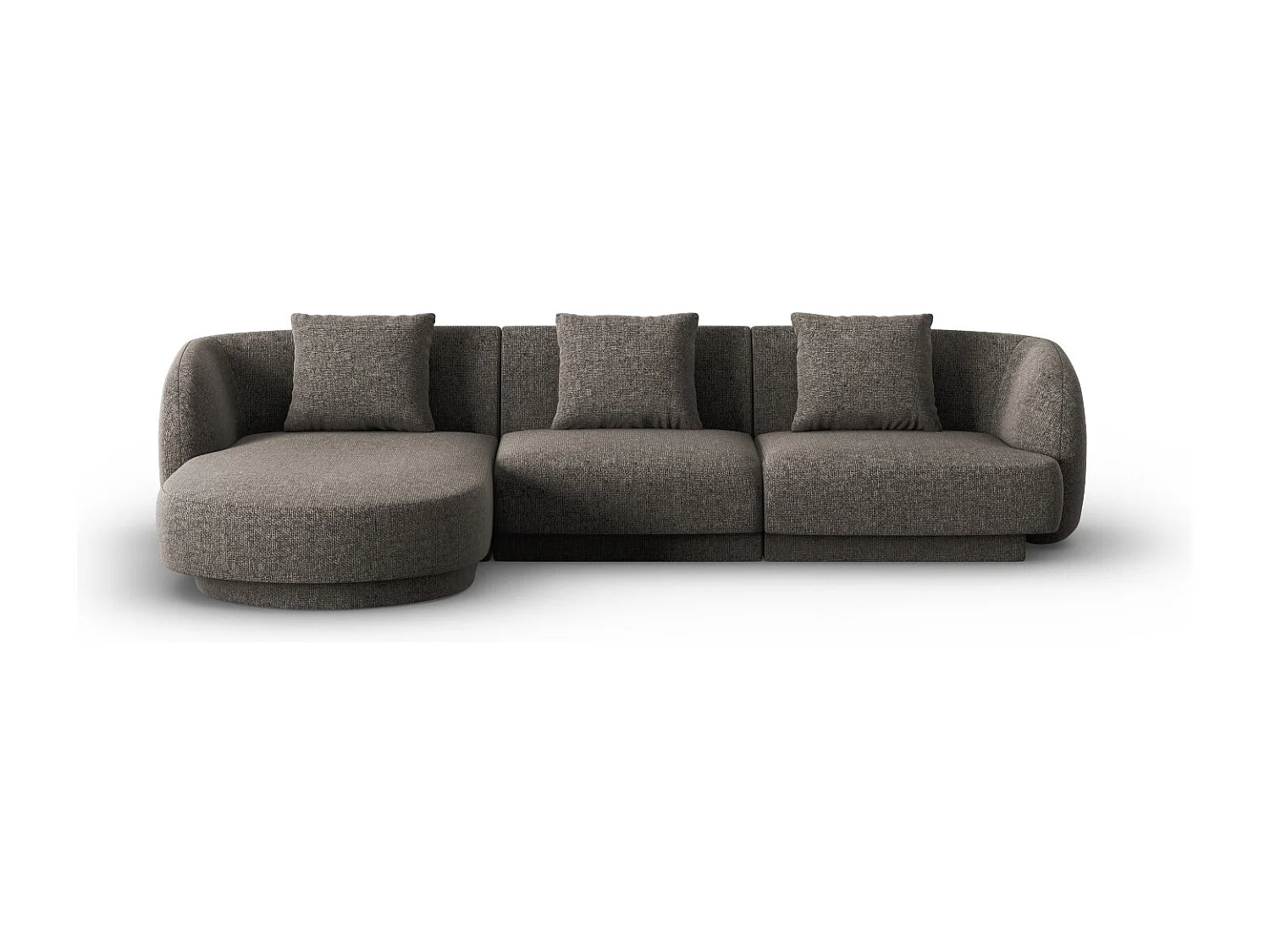 Cosmopolitan Design - Narożnik lewy, "Tulum" 4 miejsca szenil, szary - 255x156x70cm