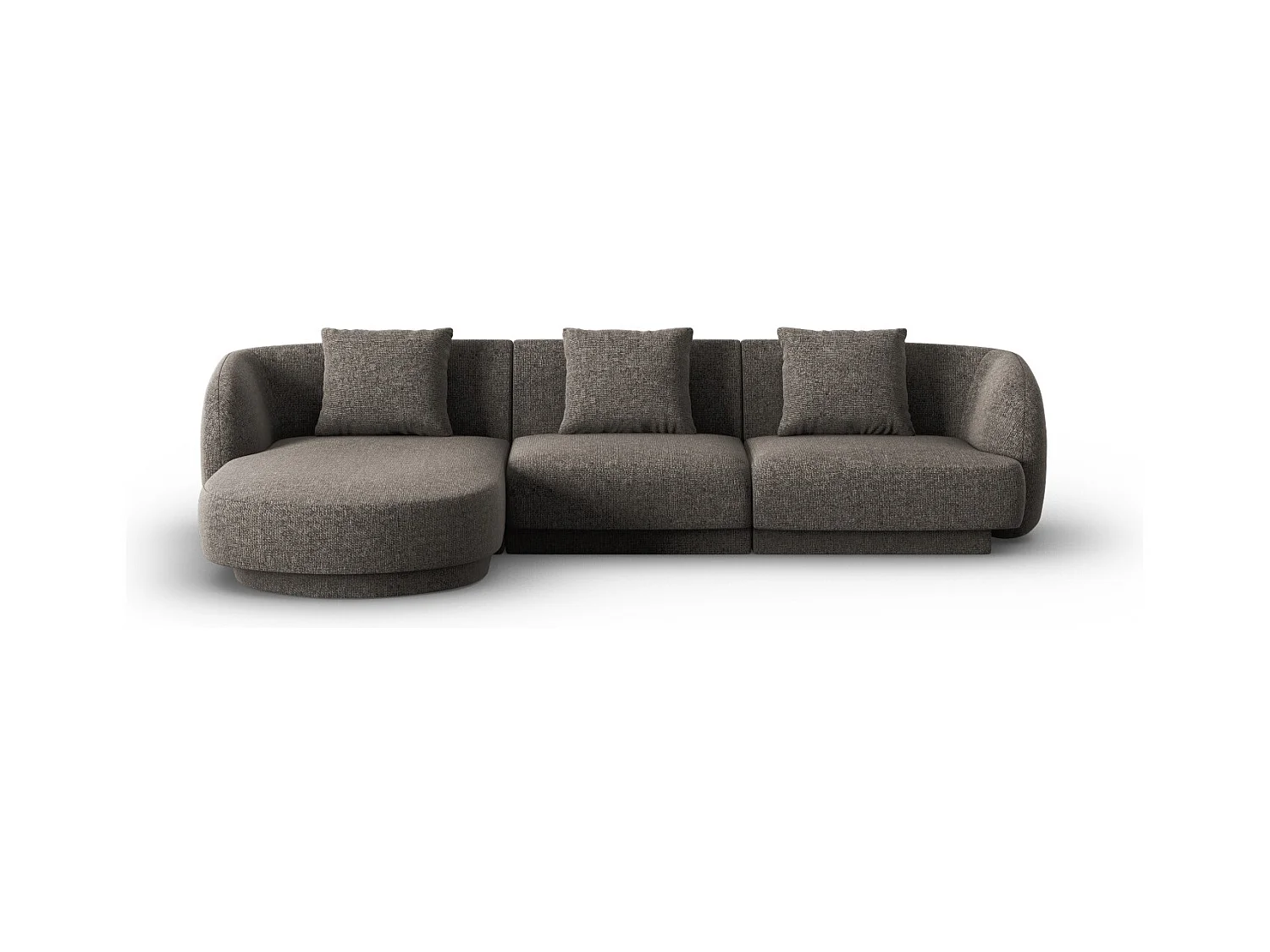 Cosmopolitan Design - Linker hoekbank "Tulum" 4 zitplaatsen, Chenille, Grijs - 255x156x70cm