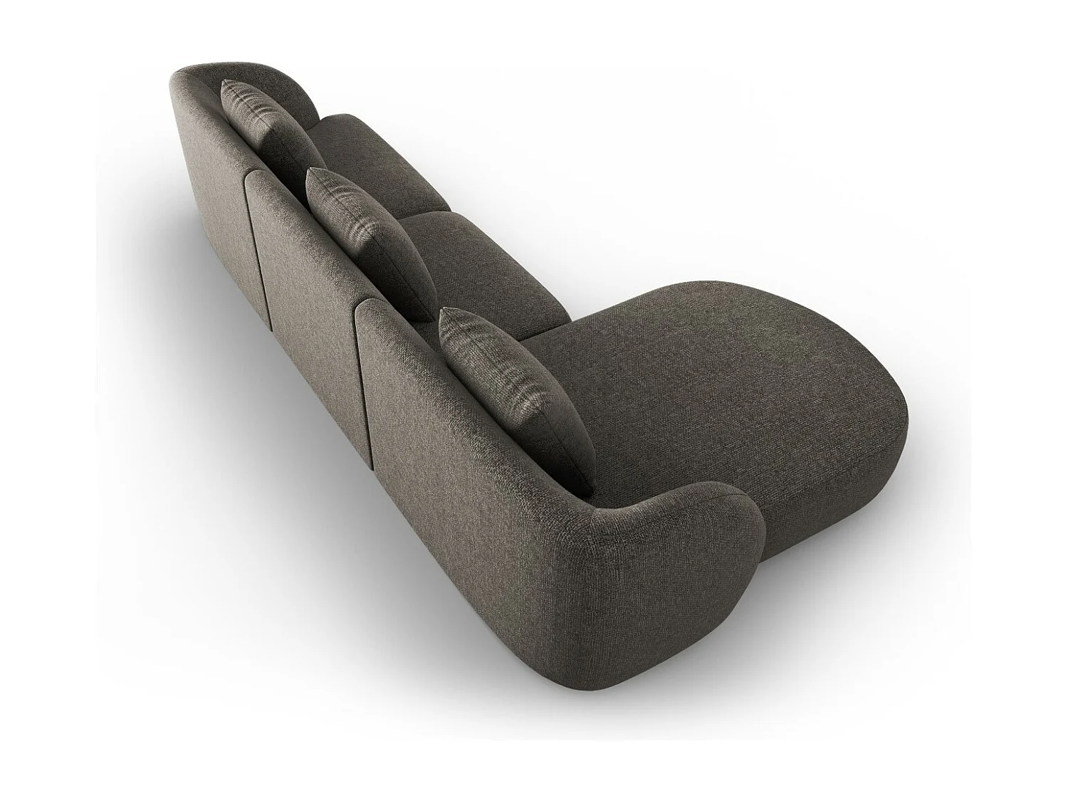 Cosmopolitan Design - Sofá de canto esquerdo "Tulum" 4 lugares em tecido chenille cinza - 255x156x70cm