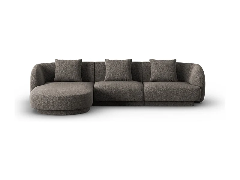 Cosmopolitan Design - Canapé d'angle gauche "Tulum" 4 places en chenille gris - 255x156x70cm