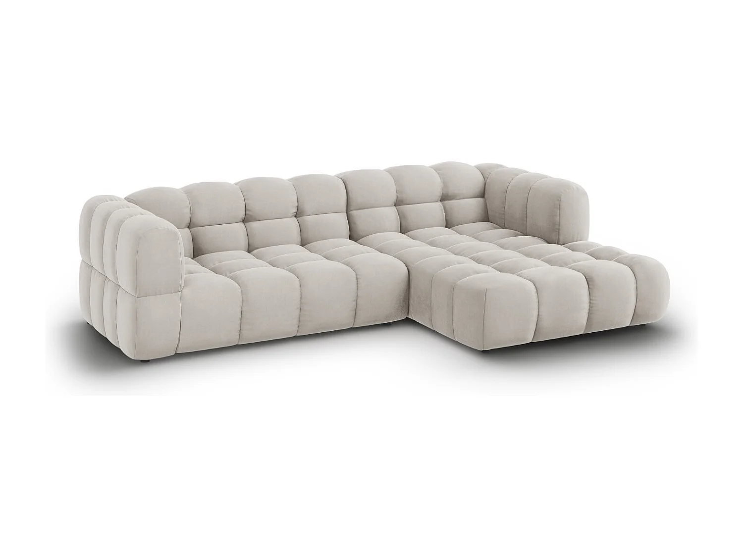 Cosmopolitan Design - 4-Sitzer modulares Ecksofa rechts "Sky" aus Samt leichtes beige - 272x162x75cm