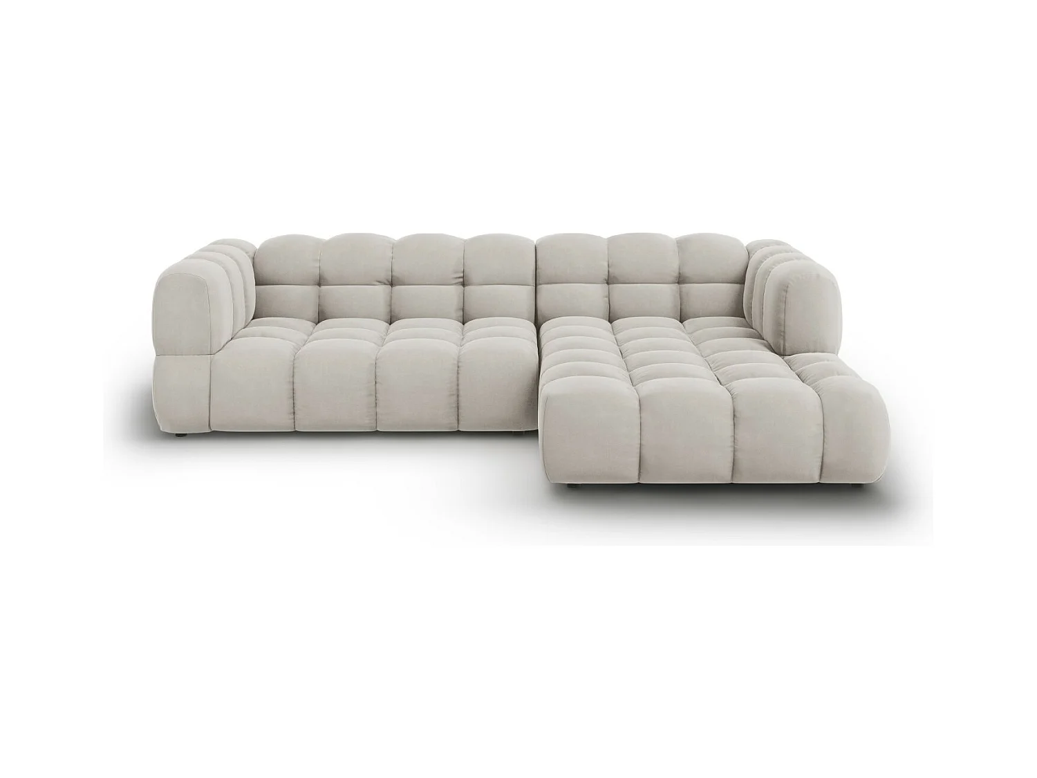 Cosmopolitan Design - Modulaire hoekbank rechts "Sky" 4 zitplaatsen, Flueel, Lichtbeige - 272x162x75cm