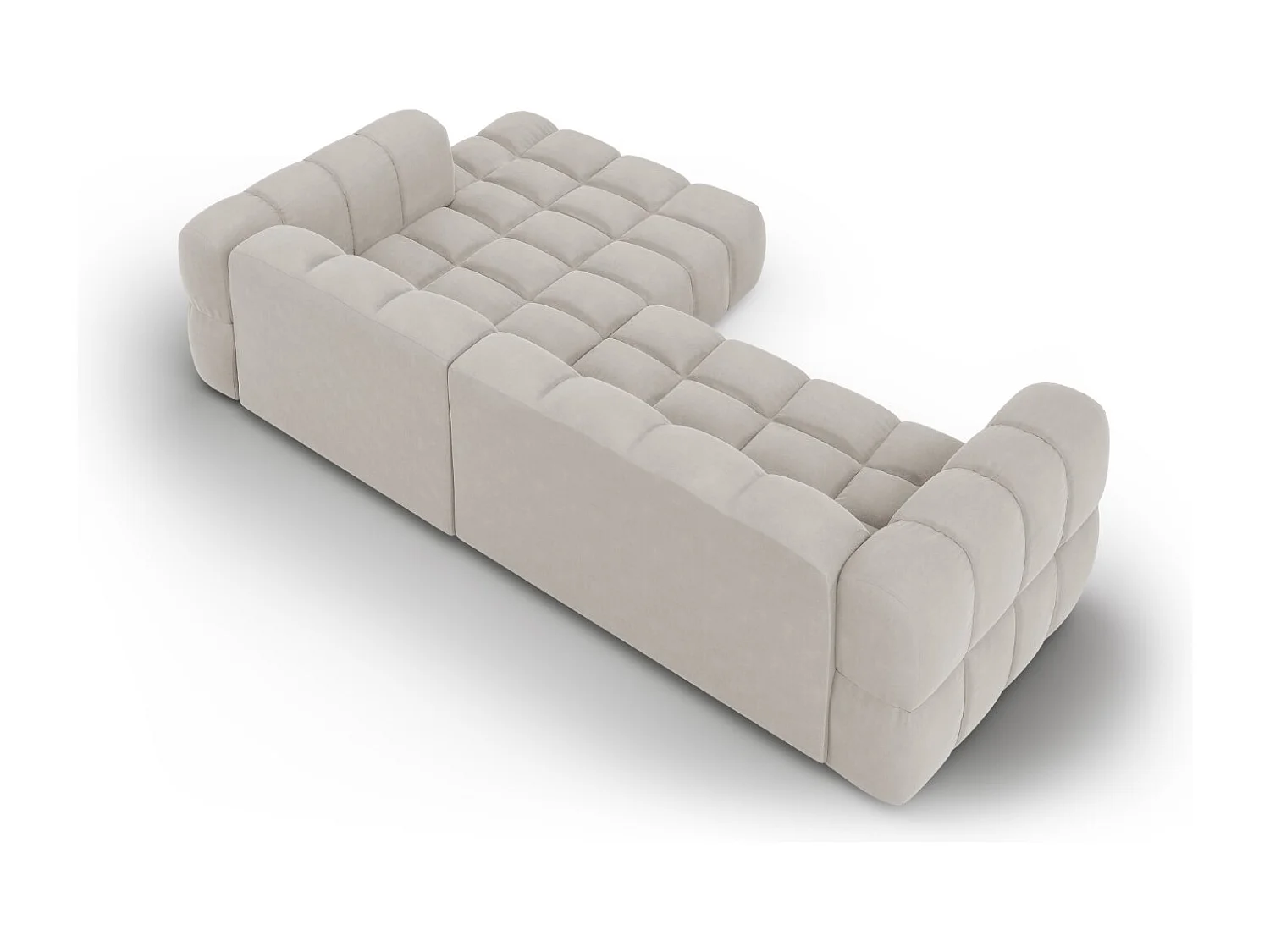 Cosmopolitan Design - Canapé d'angle droit modulable "Sky" 4 places en velours beige clair - 272x162x75cm