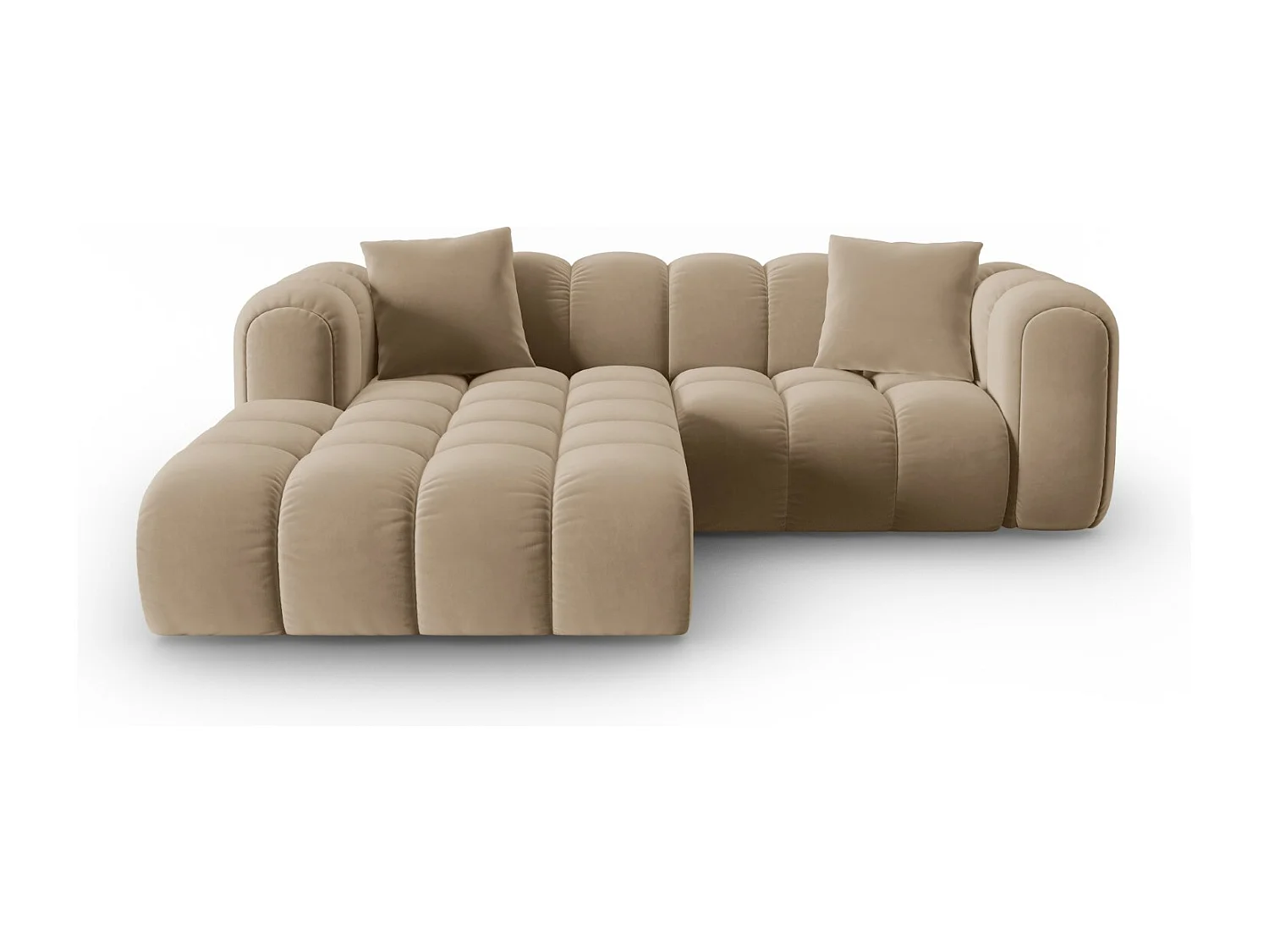 CXL by Christian Lacroix - Narożnik lewy panoramiczny, "Clotilde" 3 miejsca welur, piasek - 187x190x70cm