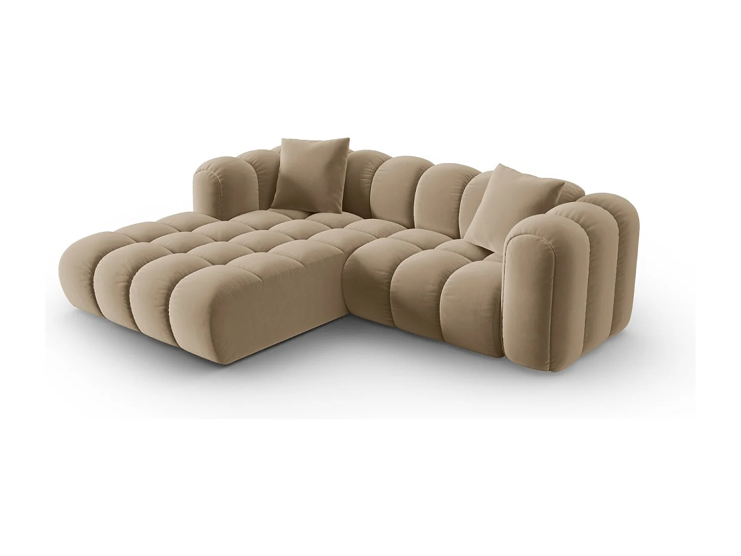 CXL by Christian Lacroix - Narożnik lewy panoramiczny, "Clotilde" 3 miejsca welur, piasek - 187x190x70cm