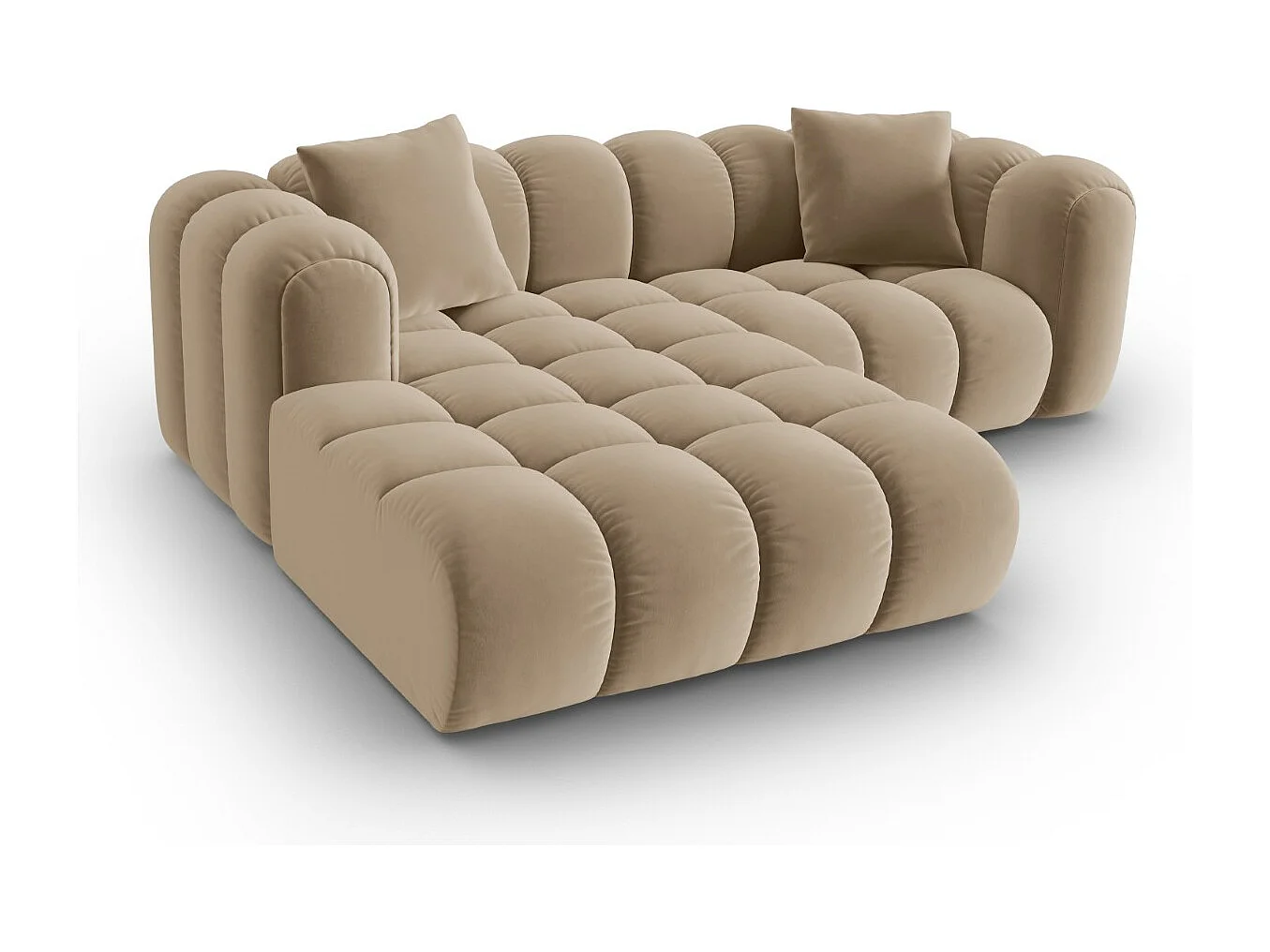 CXL by Christian Lacroix - Narożnik lewy panoramiczny, "Clotilde" 3 miejsca welur, piasek - 187x190x70cm