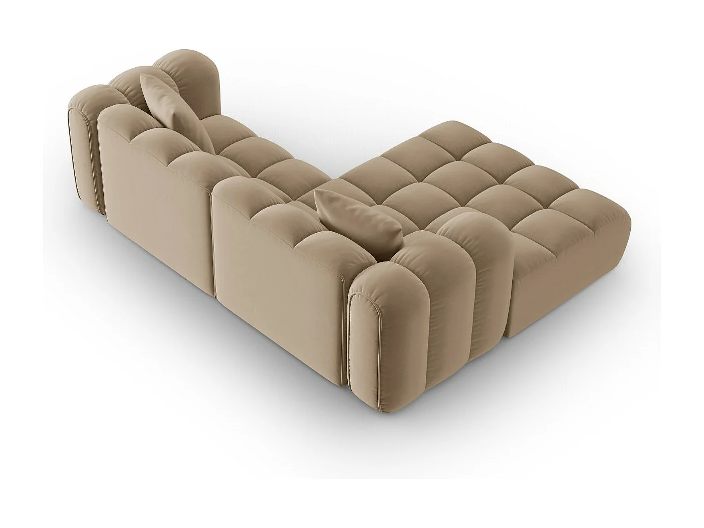 CXL by Christian Lacroix - Narożnik lewy panoramiczny, "Clotilde" 3 miejsca welur, piasek - 187x190x70cm