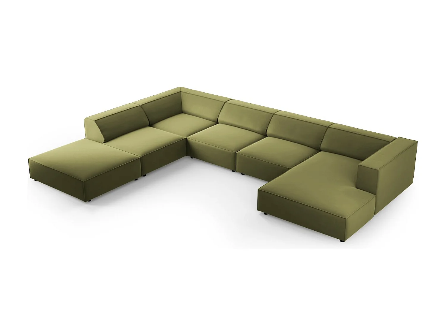 Cosmopolitan Design - 7-Sitzer Panoramasofa links "Arendal" aus Samt hellgrün - 364x262x70cm