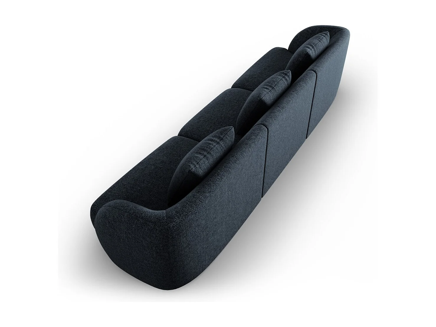 Cosmopolitan Design - Canapé "Tulum" 3 places en chenille bleu roi - 255x90x70cm