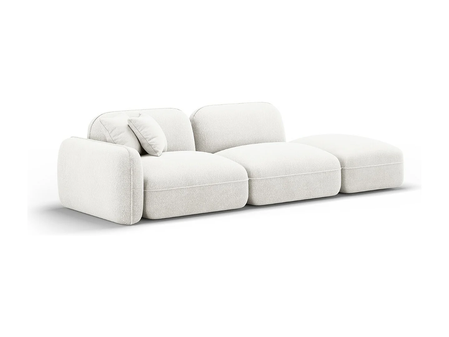 CXL by Christian Lacroix - Sofa modułowa bok prawy, "Lucien" 3 miejsca welur, kość słoniowa - 295x90x70cm