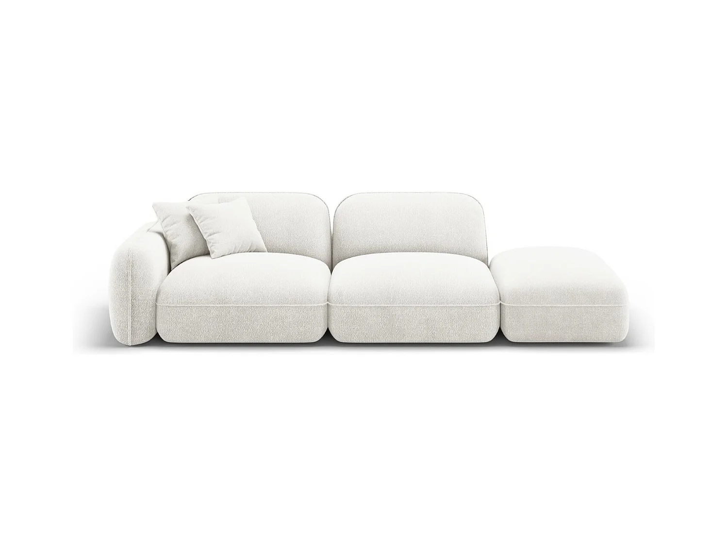 CXL by Christian Lacroix - Rechte modulaire bank "Lucien" 3 zitplaatsen, Flueel, Ivoor - 295x90x70cm