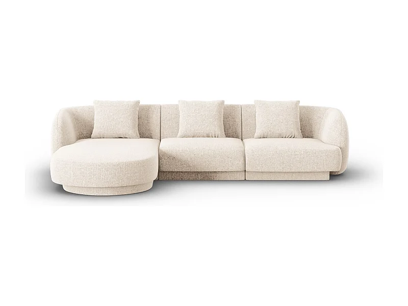Cosmopolitan Design - Canapé d'angle gauche "Tulum" 4 places en chenille beige clair - 255x156x70cm
