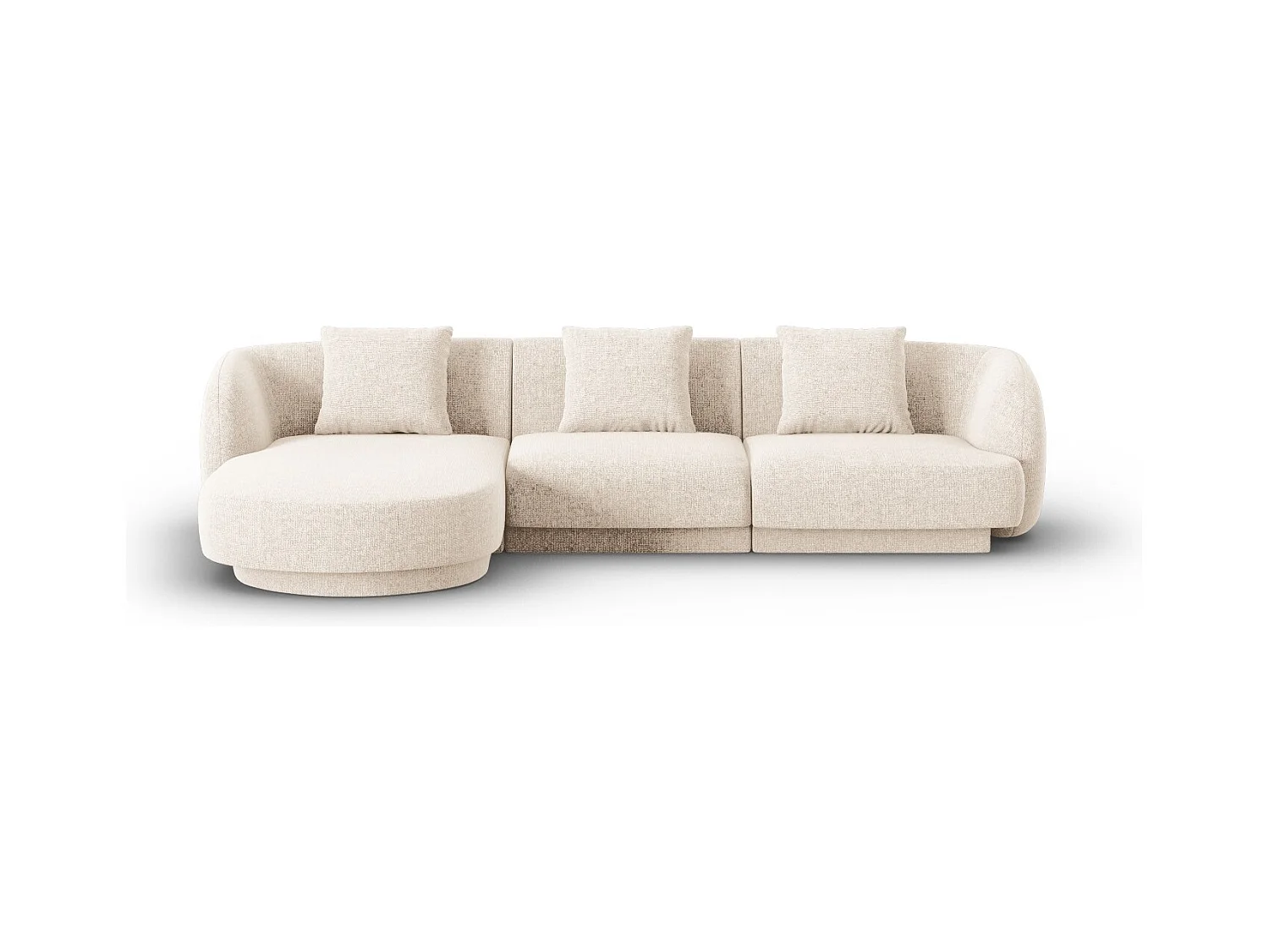 Cosmopolitan Design - Linker hoekbank "Tulum" 4 zitplaatsen, Chenille, Lichtbeige - 255x156x70cm