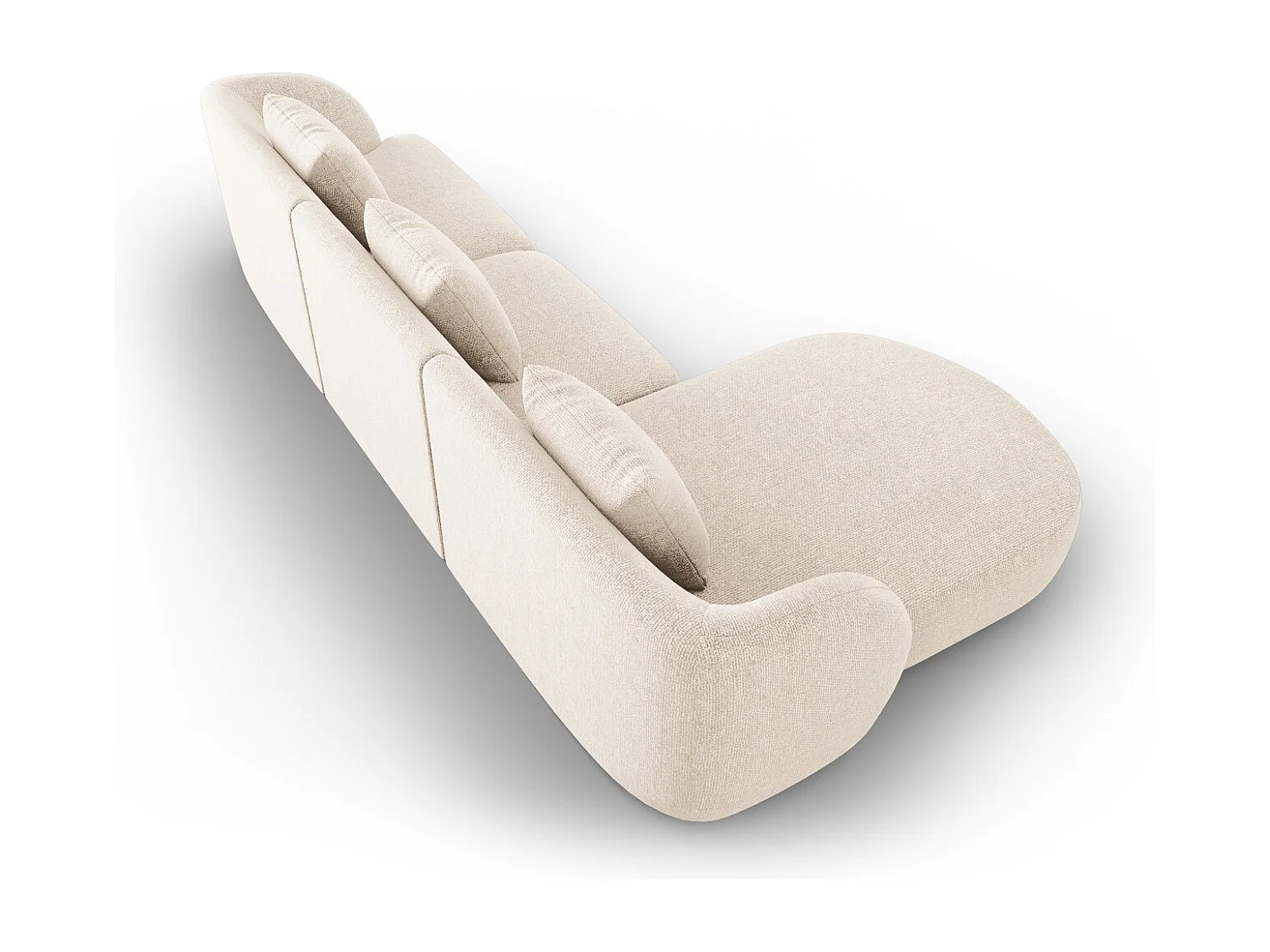 Cosmopolitan Design - Sofá de canto esquerdo "Tulum" 4 lugares em tecido chenille bege claro - 255x156x70cm