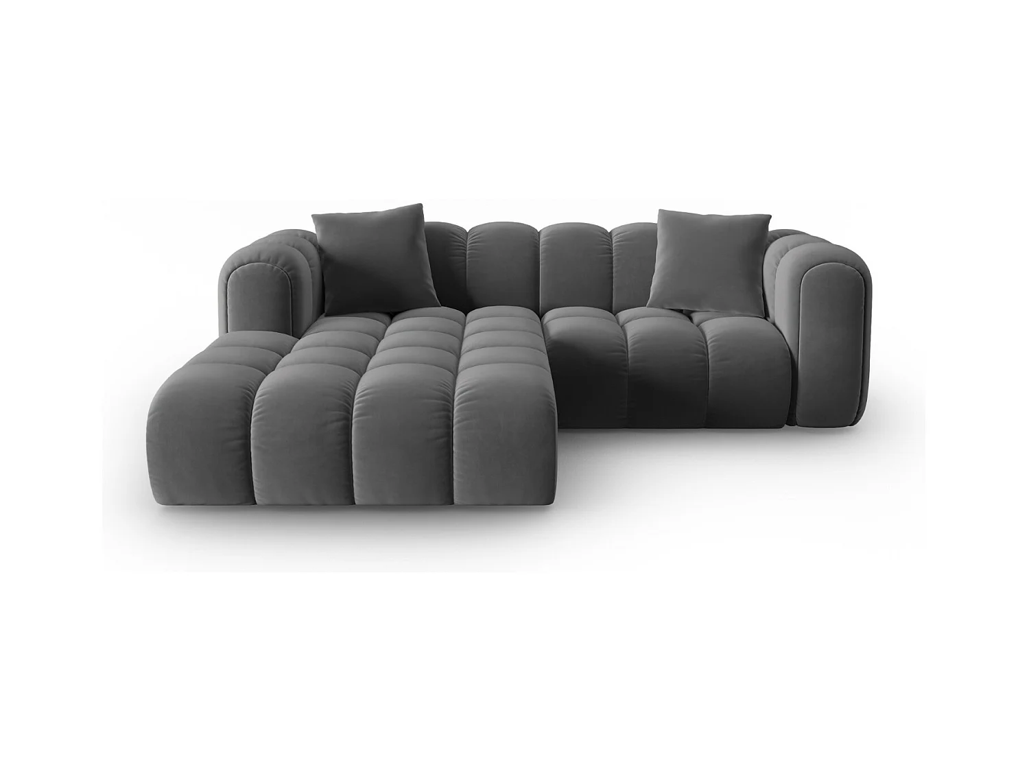 CXL by Christian Lacroix - Modulaire hoekbank links "Clotilde" 3 zitplaatsen, Flueel, Cement - 187x190x70cm