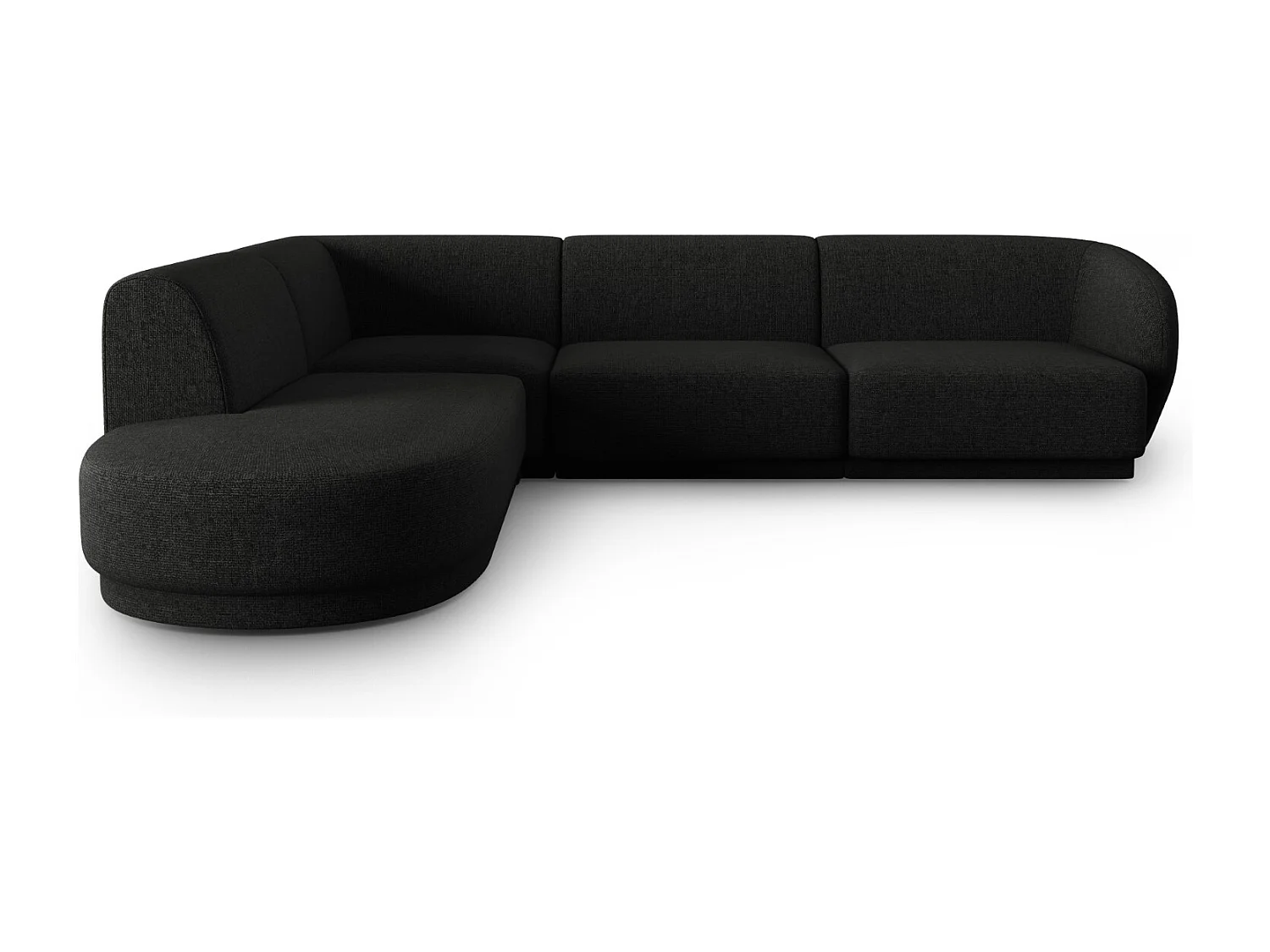 CXL by Christian Lacroix - Divano angolare sinistro "Lionel" 5 posti in ciniglia miscela nero - 265x232x74cm