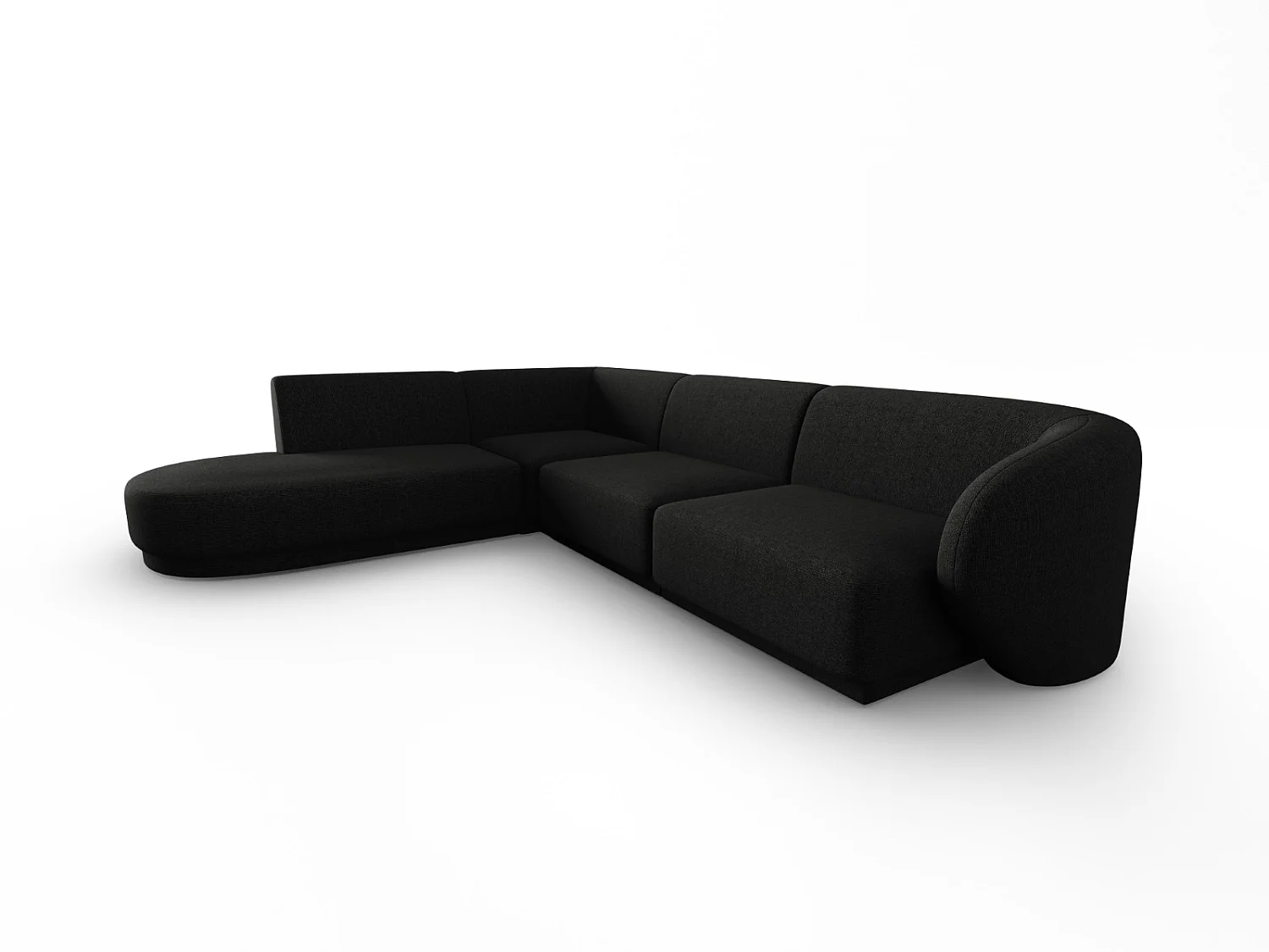 CXL by Christian Lacroix - Divano angolare sinistro "Lionel" 5 posti in ciniglia miscela nero - 265x232x74cm