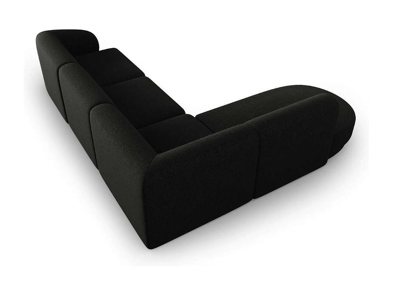 CXL by Christian Lacroix - Divano angolare sinistro "Lionel" 5 posti in ciniglia miscela nero - 265x232x74cm