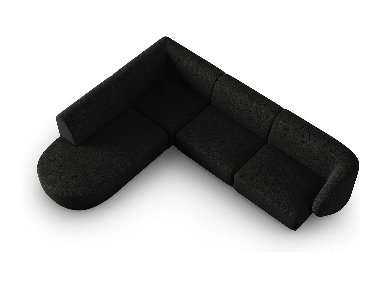 CXL by Christian Lacroix - Divano angolare sinistro "Lionel" 5 posti in ciniglia miscela nero - 265x232x74cm