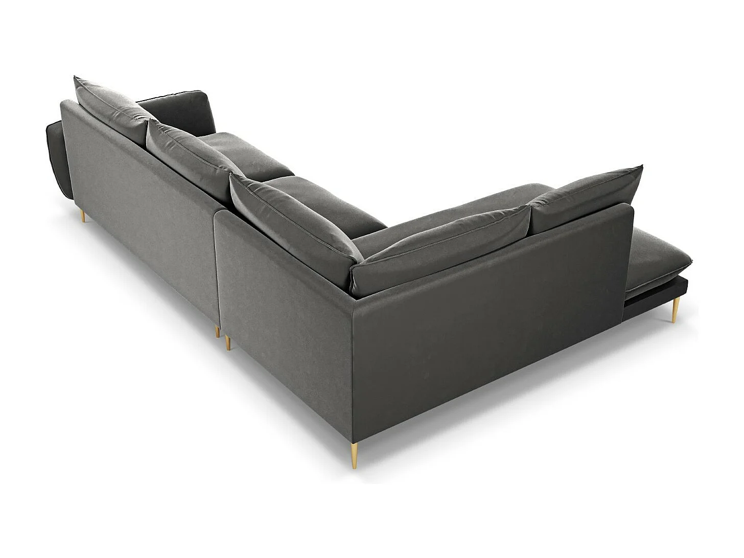 Cosmopolitan Design - Canapé d'angle gauche "Vienna" 6 places en velours gris - 275x185x95cm