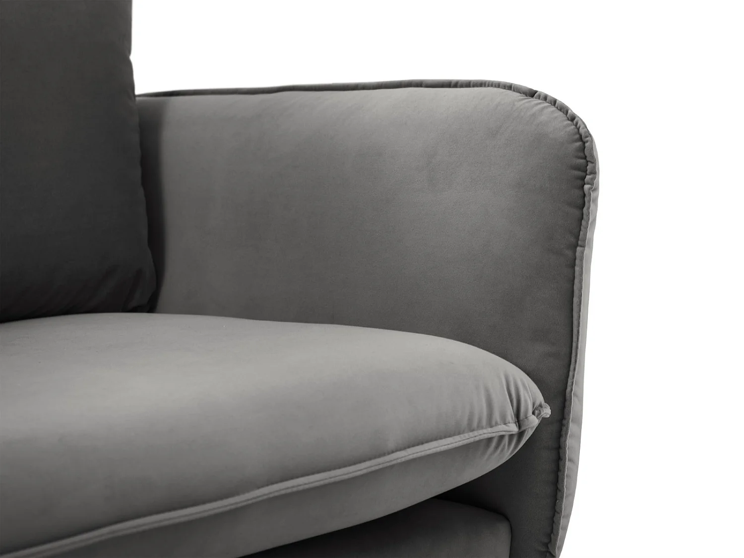 Cosmopolitan Design - Canapé d'angle gauche "Vienna" 6 places en velours gris - 275x185x95cm