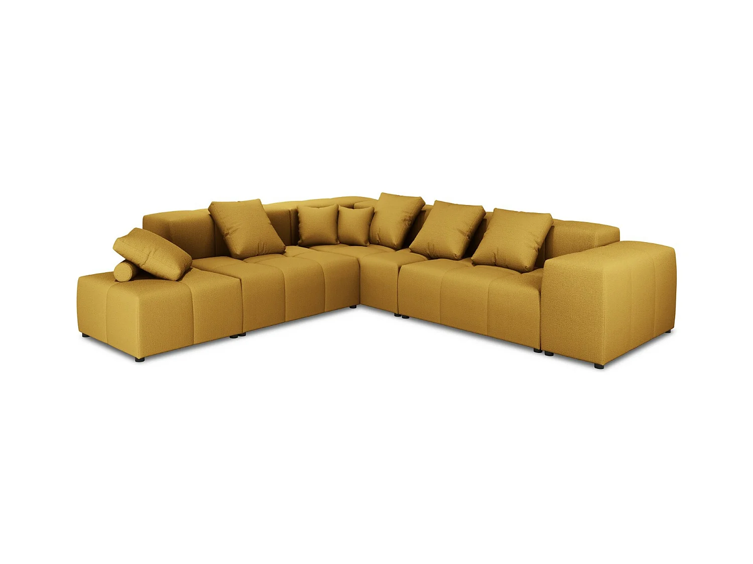 Cosmopolitan Design - Symmetrische modulaire hoekbank "Rome" 7 zitplaatsen, Structurele stof, GEEL - 320x320x75cm