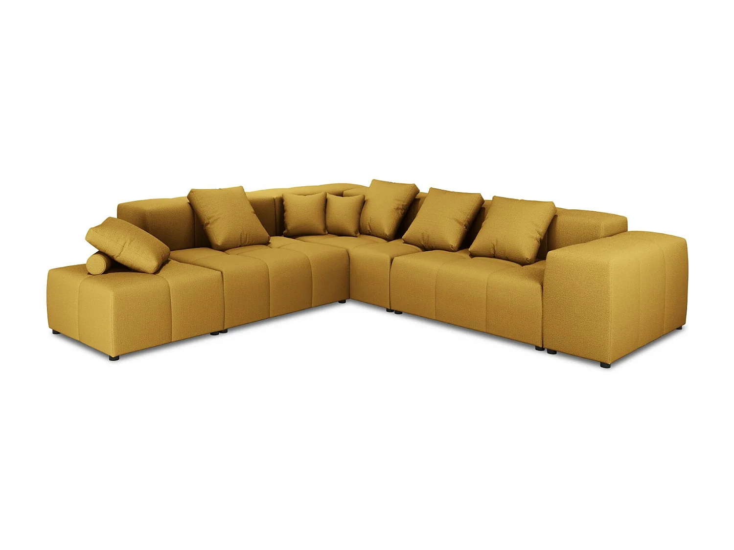 Cosmopolitan Design - Sofá de canto modular simétrico "Rome" 7 lugares em tecido estrutural amarelo - 320x320x75cm