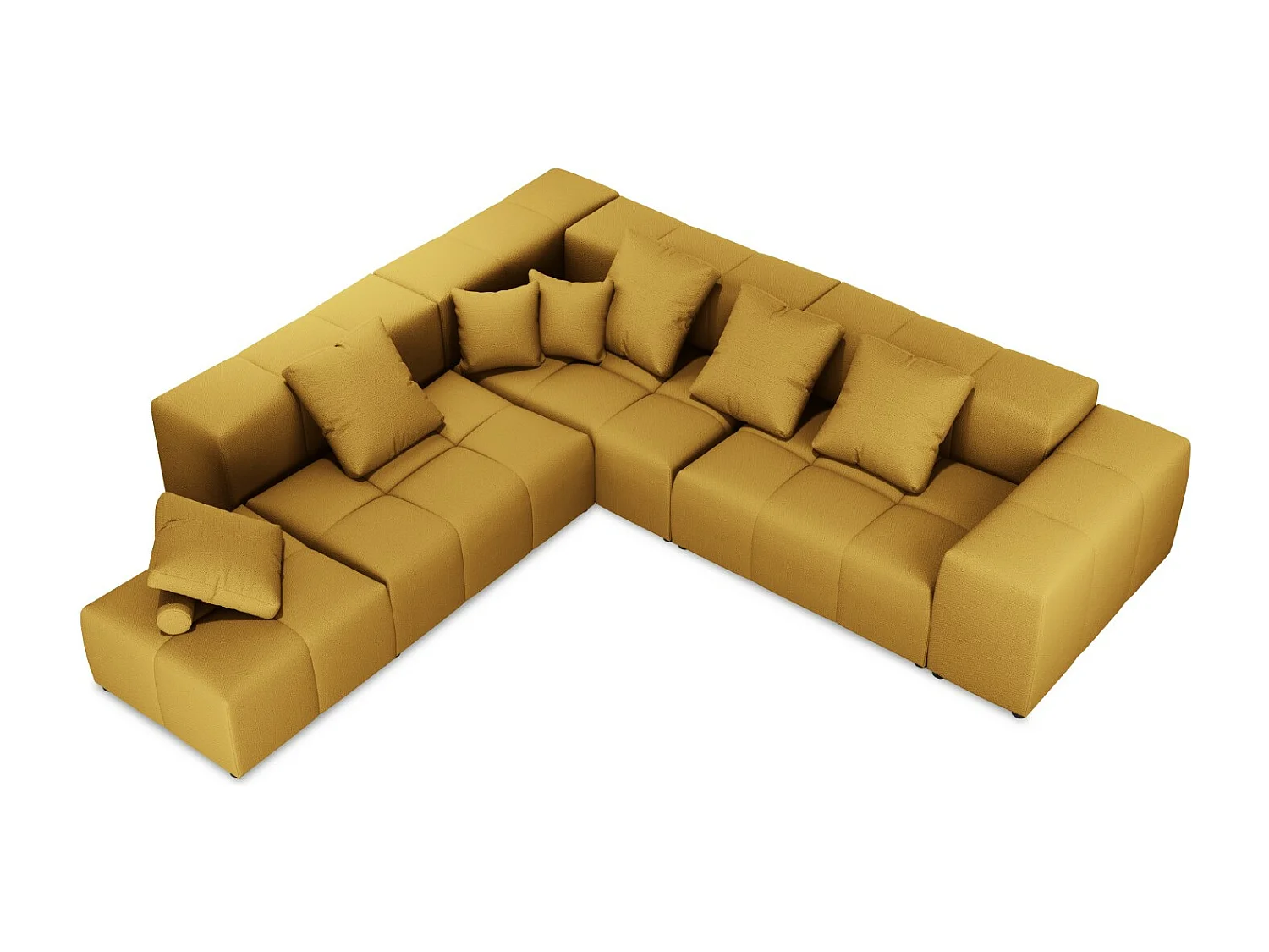 Cosmopolitan Design - Sofá de canto modular simétrico "Rome" 7 lugares em tecido estrutural amarelo - 320x320x75cm