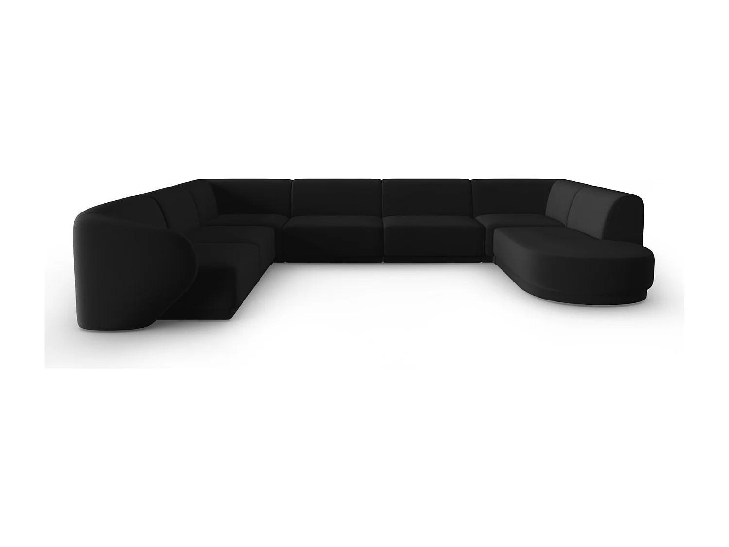 CXL by Christian Lacroix - Canapé d'angle gauche panoramique modulable "Lionel" 8 places en velours noir - 342x323x74cm