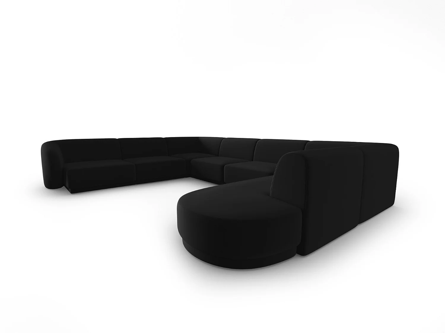 CXL by Christian Lacroix - Canapé d'angle gauche panoramique modulable "Lionel" 8 places en velours noir - 342x323x74cm