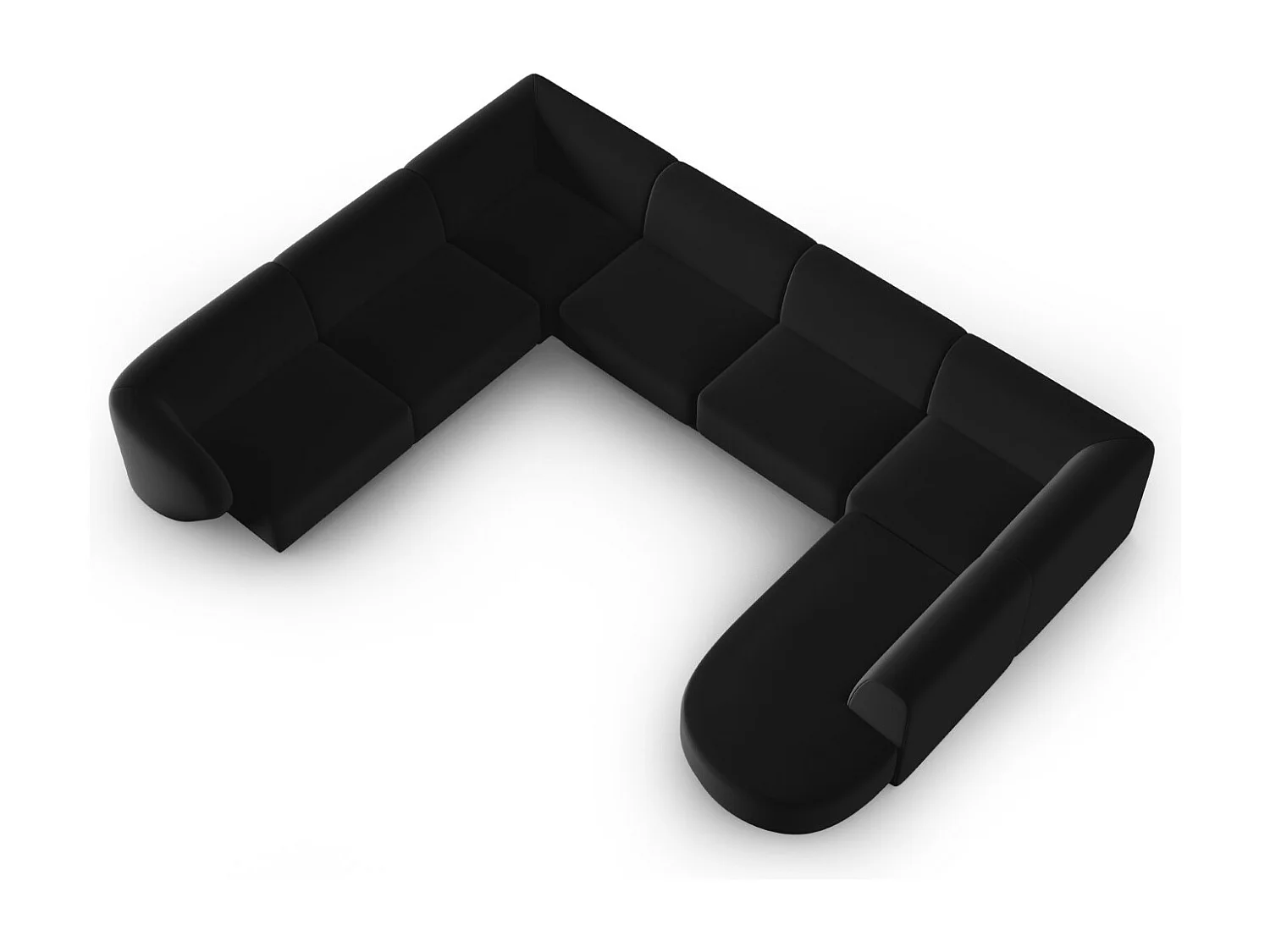 CXL by Christian Lacroix - Canapé d'angle gauche panoramique modulable "Lionel" 8 places en velours noir - 342x323x74cm