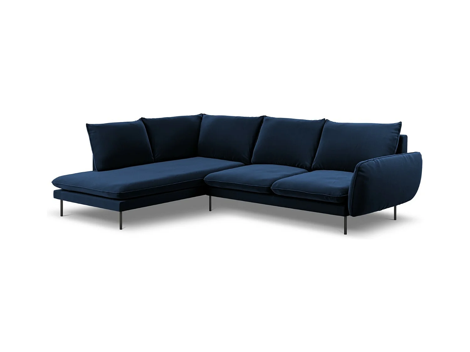 Cosmopolitan Design - Linker hoekbank "Vienna" 6 zitplaatsen, Flueel, Koningsblauw - 275x185x95cm