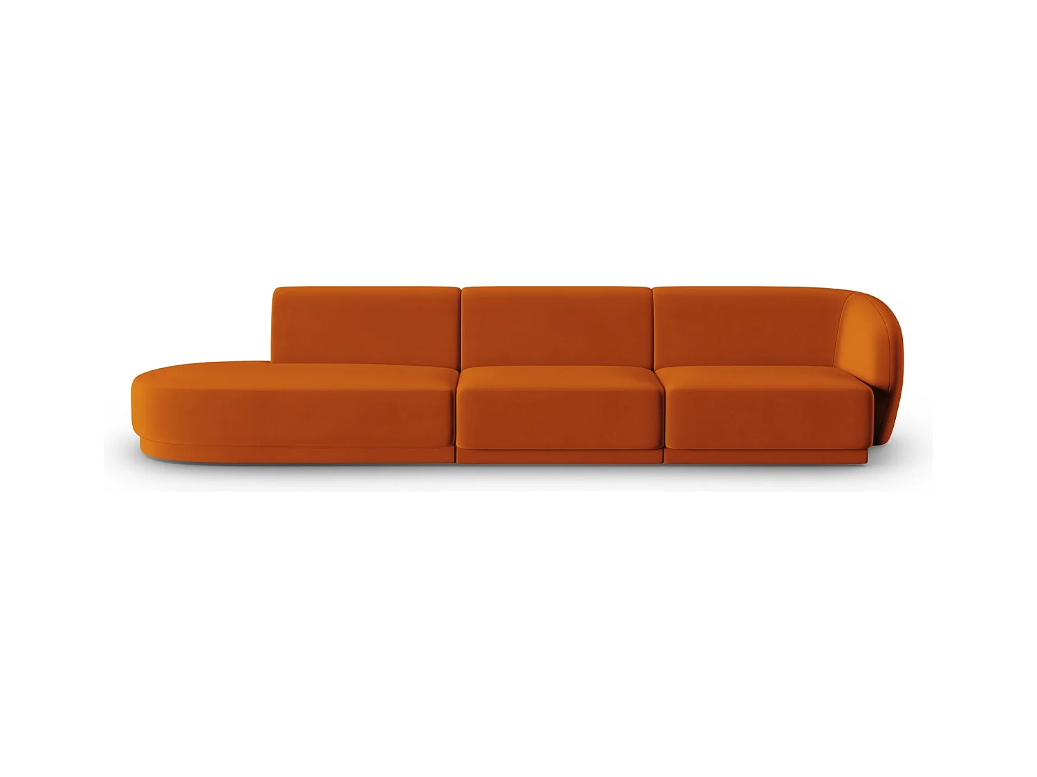 CXL by Christian Lacroix - Linker modulaire bank "Lionel" 4 zitplaatsen, Flueel, Terracotta - 311x93x74cm