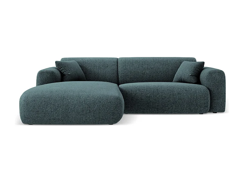 Cosmopolitan Design - Sofá de canto esquerdo "Nolio" 4 lugares em tecido chenille petróleo - 235x170x72cm