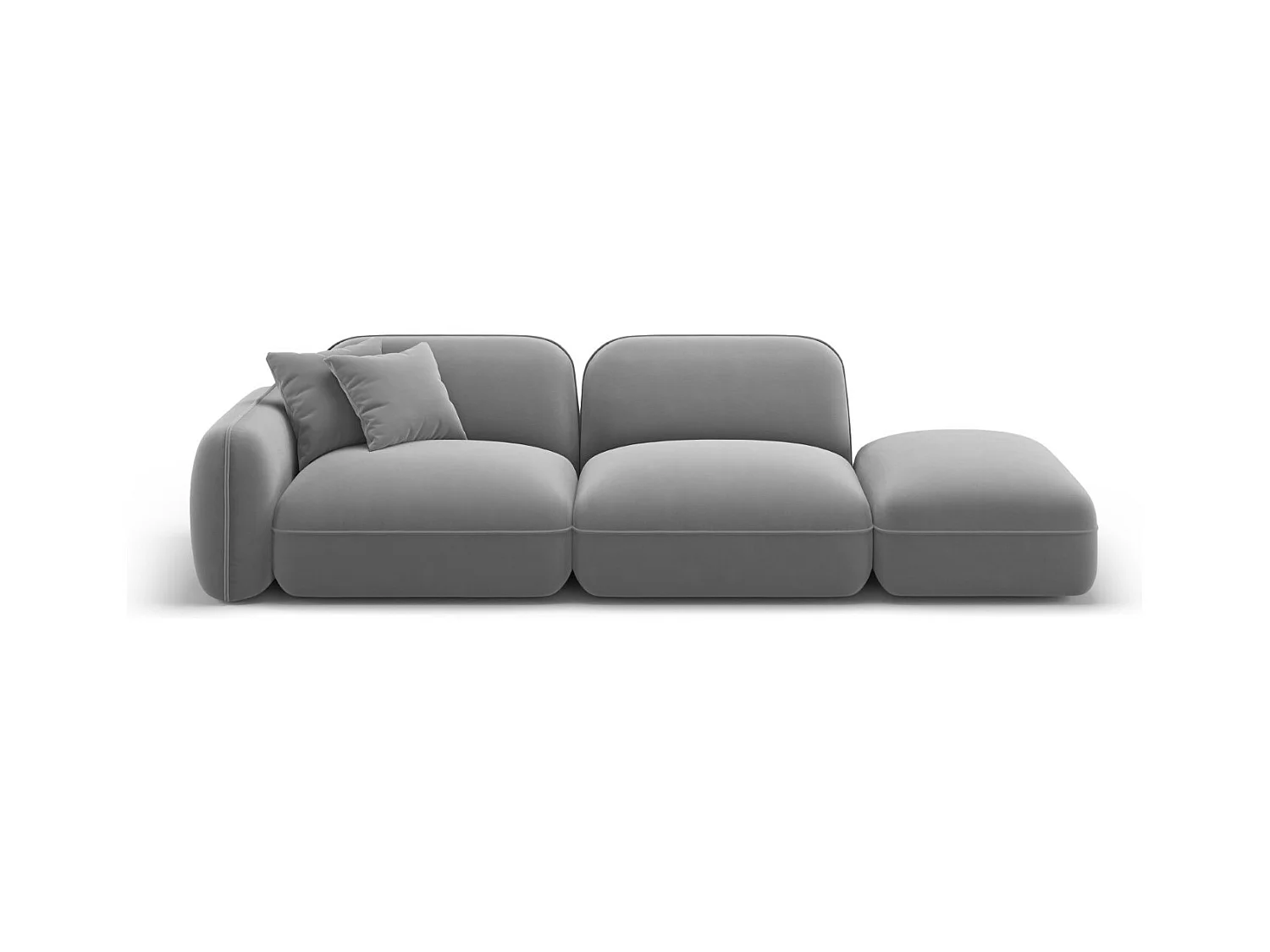 CXL by Christian Lacroix - Canapé modulable droit "Lucien" 3 places en velours gris clair - 295x90x70cm