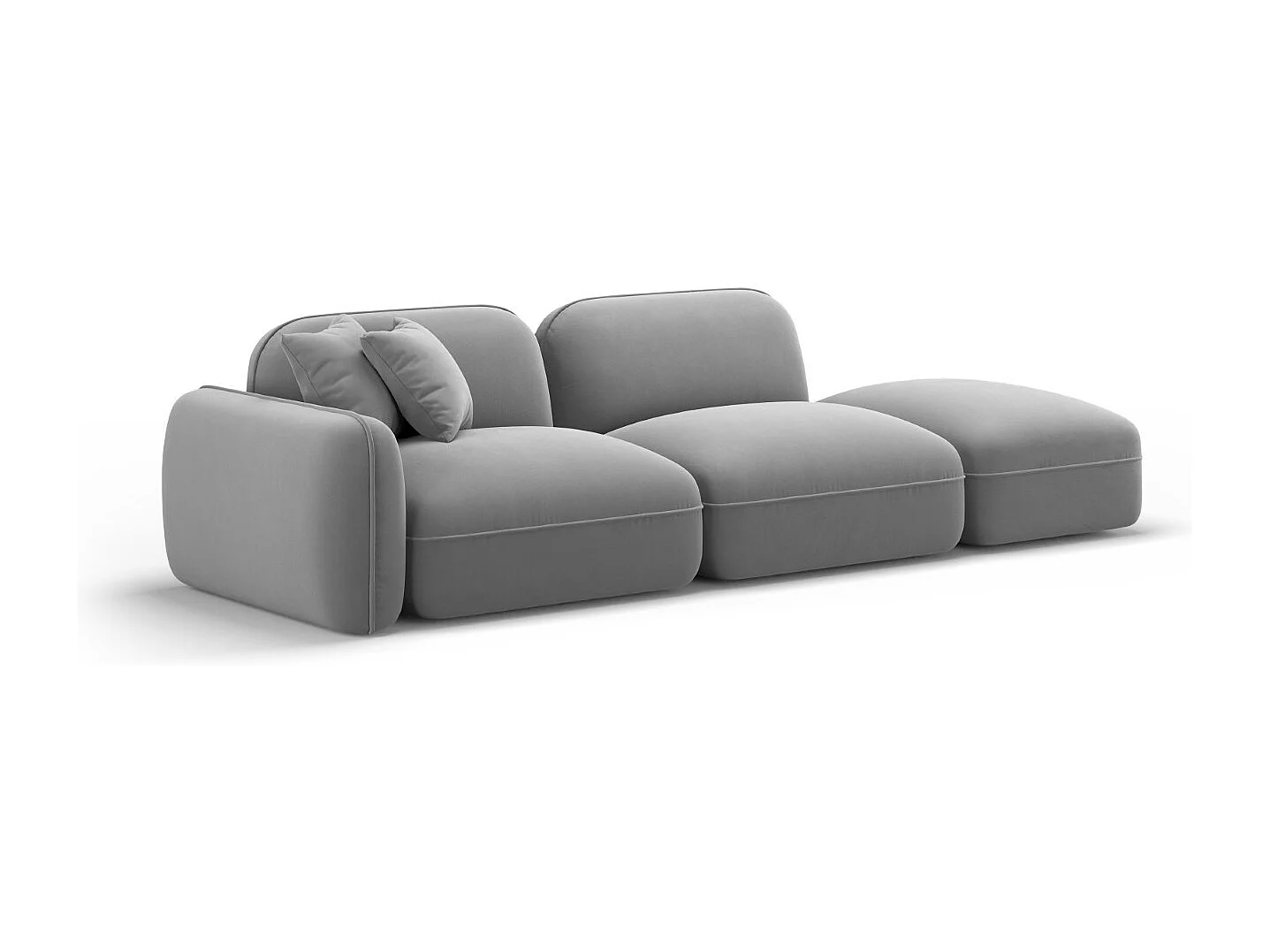 CXL by Christian Lacroix - Canapé modulable droit "Lucien" 3 places en velours gris clair - 295x90x70cm