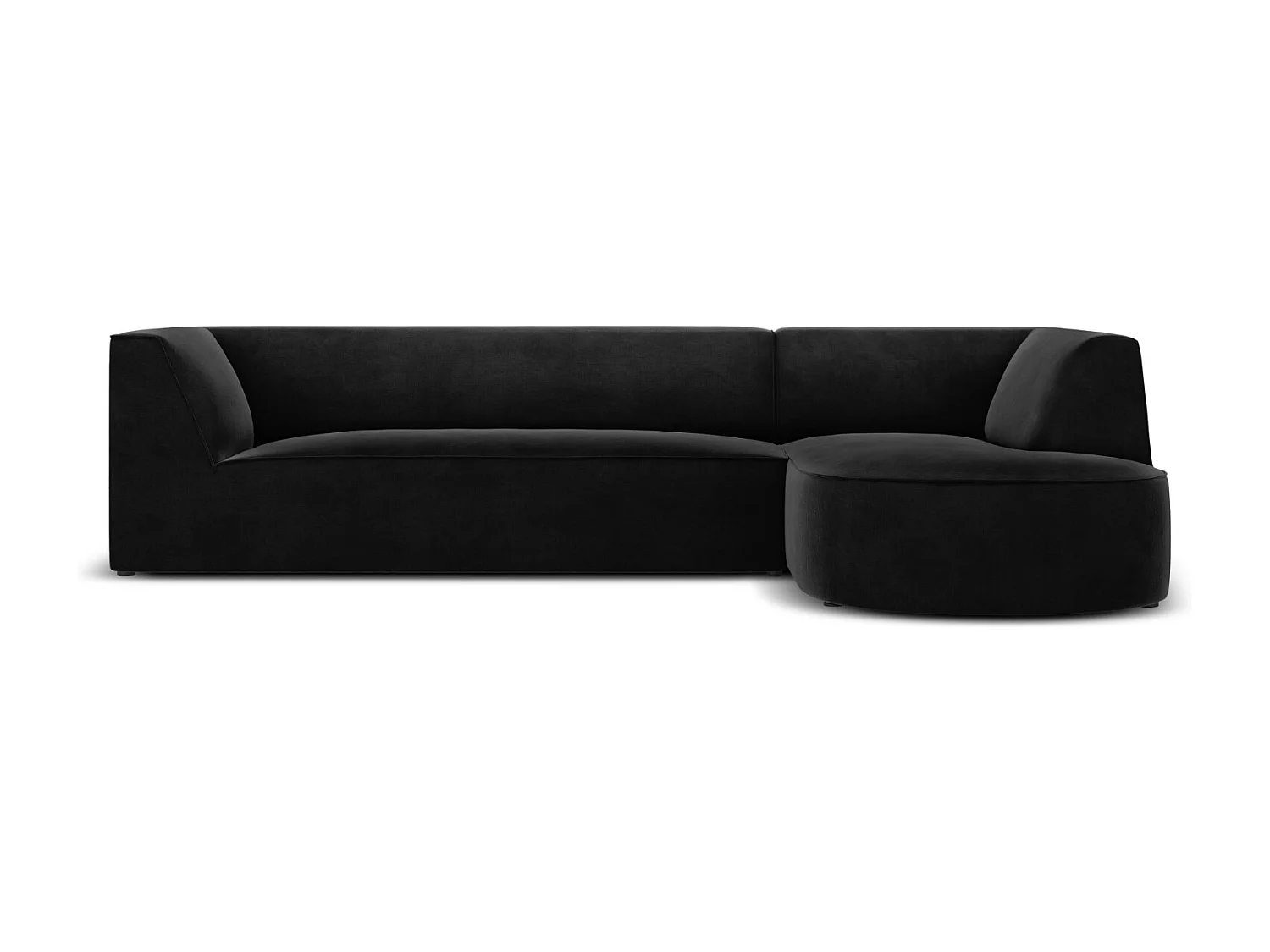 CXL by Christian Lacroix - Sofá de canto direito "Charles" 4 lugares em veludo preto - 273x180x69cm