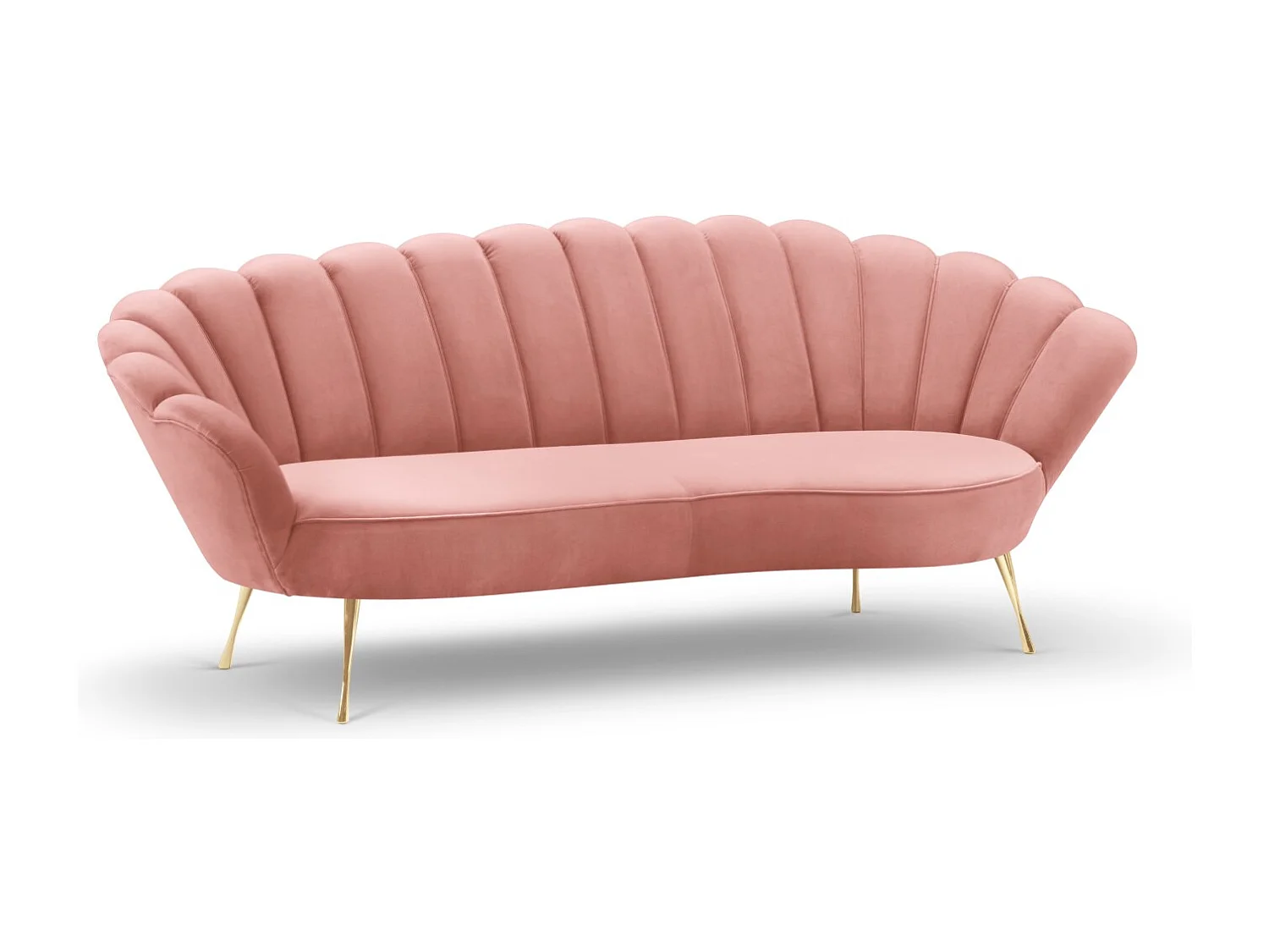 Cosmopolitan Design - Divano "Kingston" 3 posti in velluto rosa - 224x95x85cm