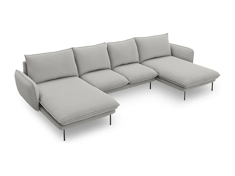 Cosmopolitan Design - 6-Sitzer Panoramasofa "Vienna" aus strukturiertem Stoff hellgrau - 350x170x95cm