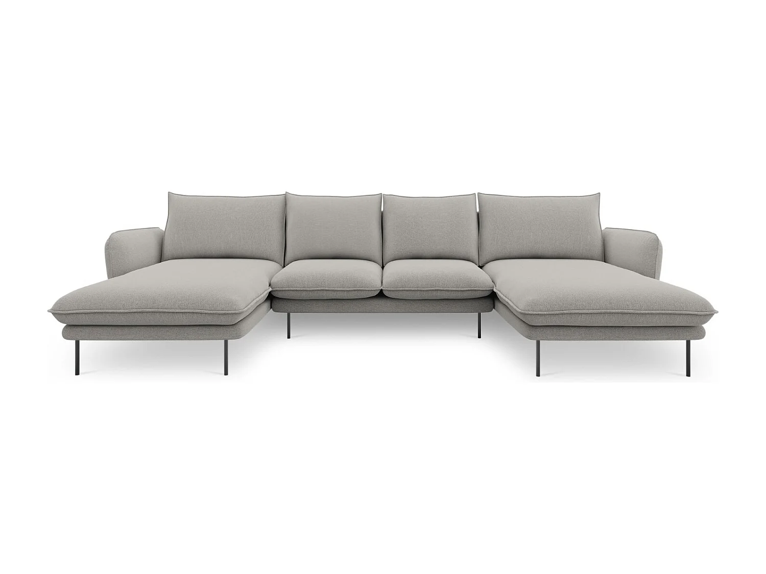 Cosmopolitan Design - 6-Sitzer Panoramasofa "Vienna" aus strukturiertem Stoff hellgrau - 350x170x95cm