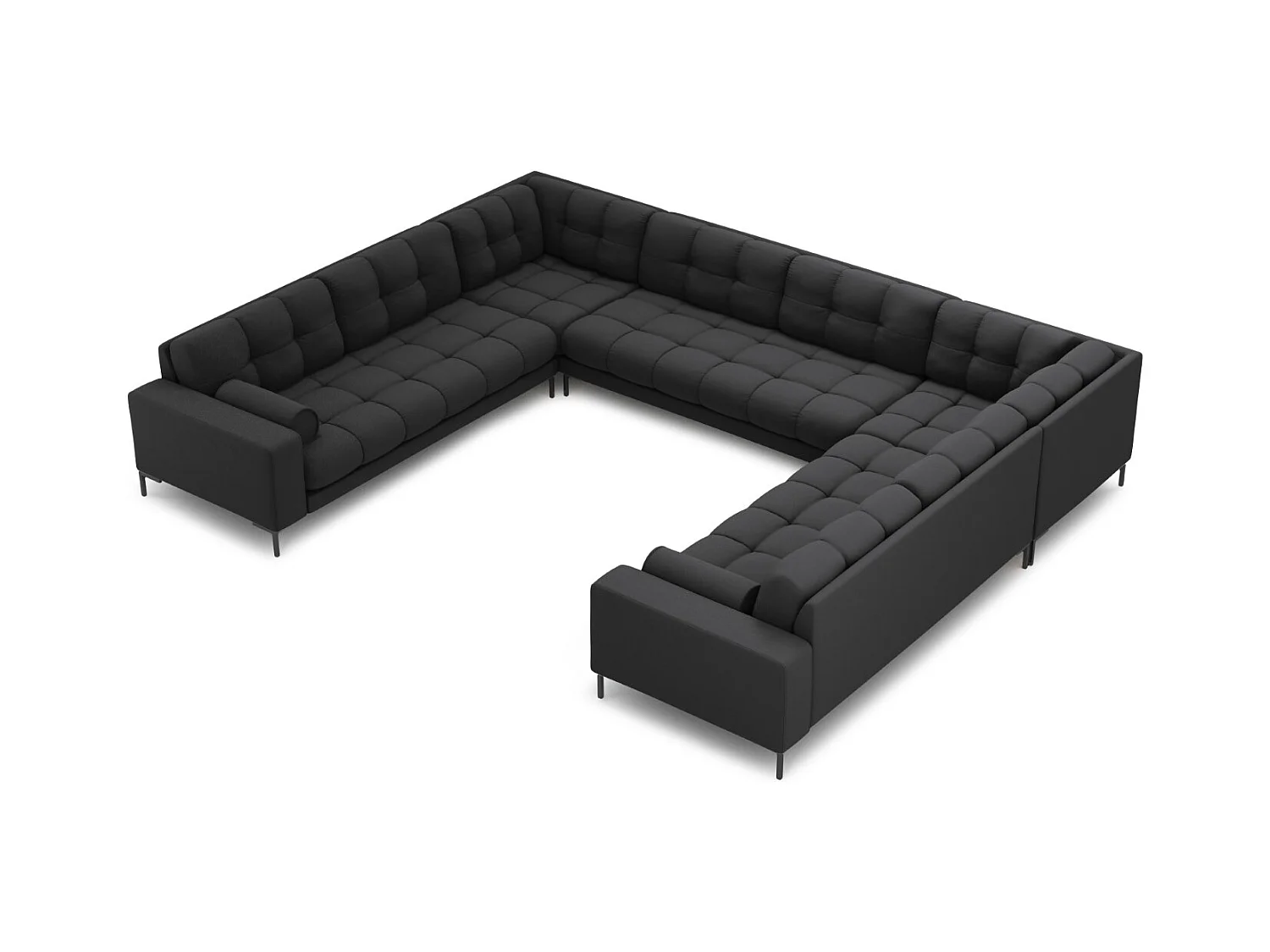 Cosmopolitan Design - Panoramische bank "Bali" 9 zitplaatsen, Structurele stof, Donkergrijs - 327x256x75cm