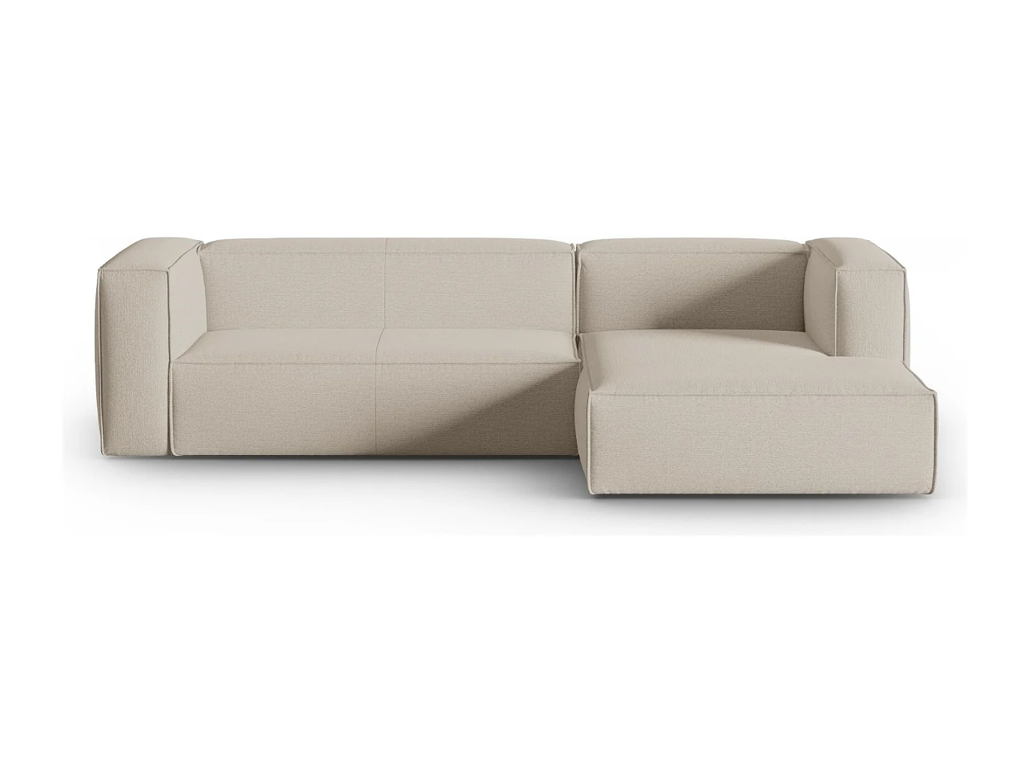 Cosmopolitan Design - 4-Sitzer Ecksofa rechts "Mackay" aus strukturiertem Samt beige - 282x166x73cm