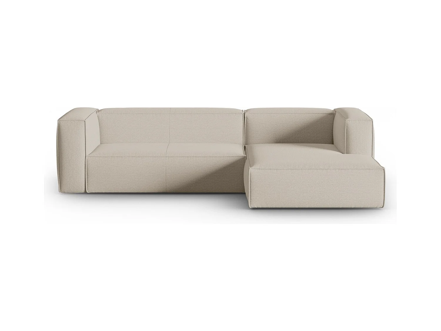 Cosmopolitan Design - Rechter hoekbank "Mackay" 4 zitplaatsen, Gestructureerd fluweel, Beige - 282x166x73cm